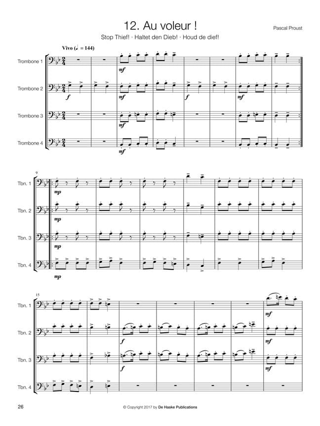 Pascal Proust 14 Easy Trombone Quartets Partition diarezzo.co.uk